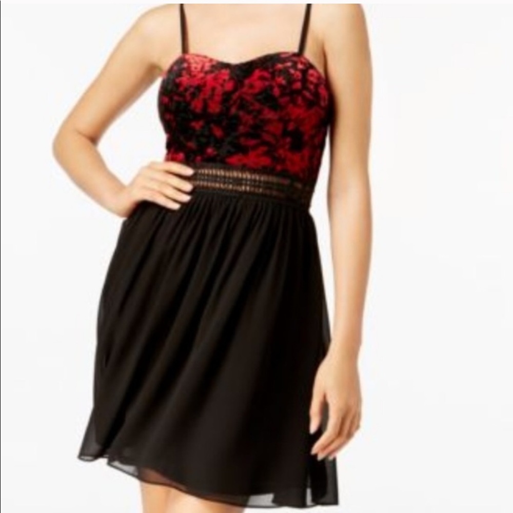NWT BCX Velvet Black and Red Dress Size 5